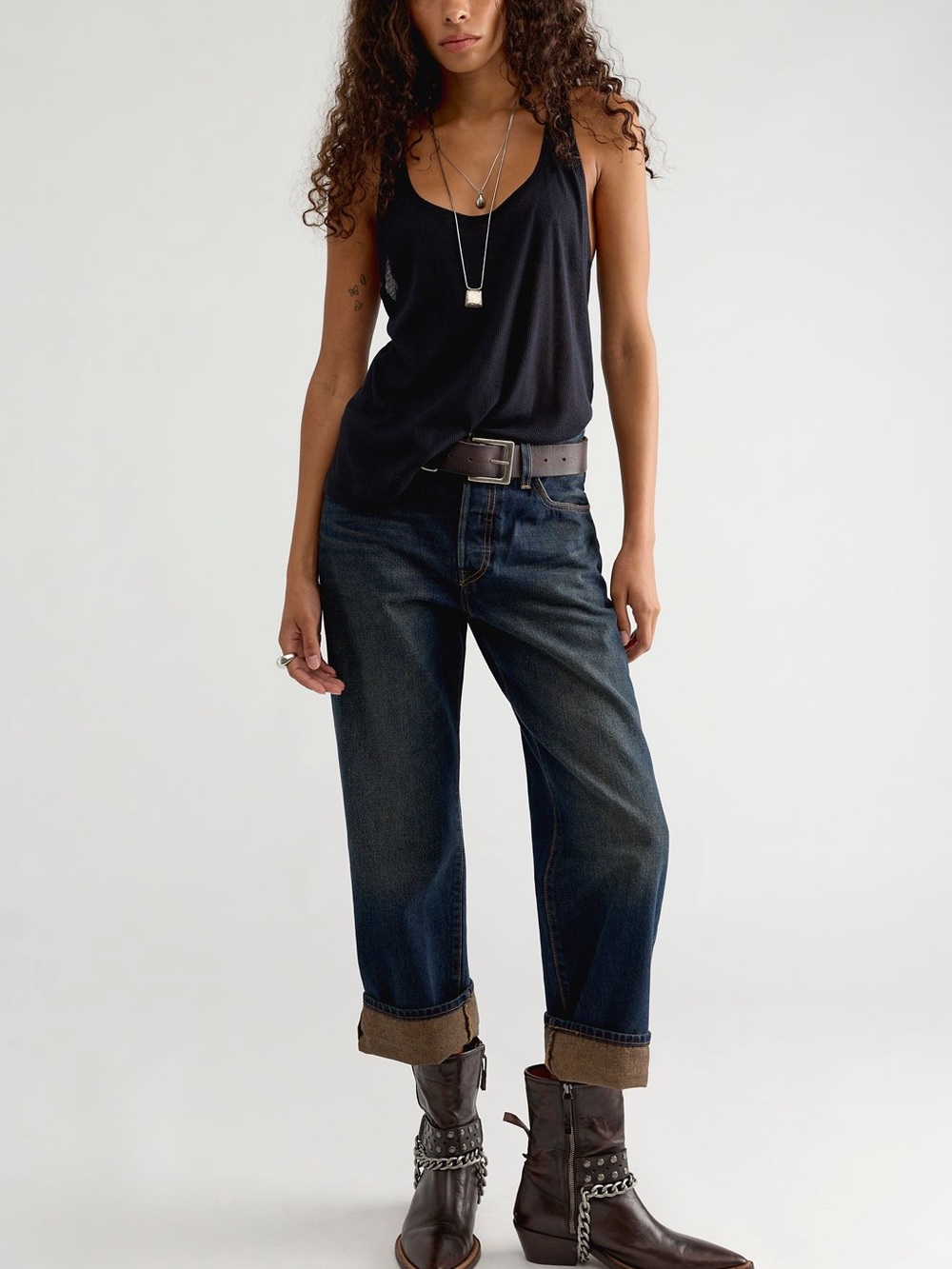 Levi's Dark Wash Cropped Relaxed Jeans
